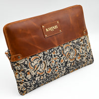Leather and fabric case with 'Kranzi' branding on a white background